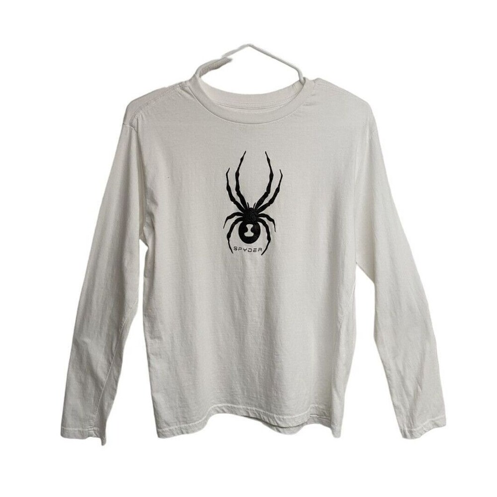 Spyder T-Shirt Boys Youth Size Medium Long Sleeves Crewneck Tee White M - Picture 1 of 4